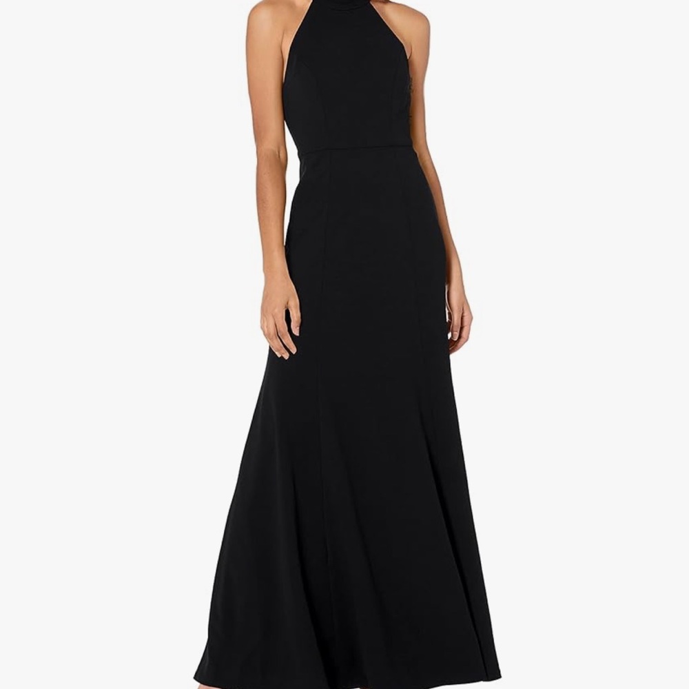 Jenny Yoo Women's Petra Halter Open Back Fit and Flare Crepe Long Gown Size 2